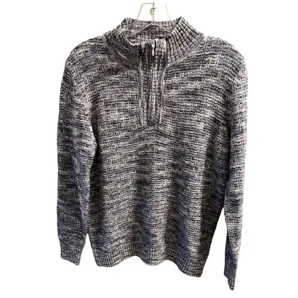 Drapes & Damons Quarter Zip Pullover Sweater Sz Mp Petite Blue White Knit Comfy - Picture 9 of 9